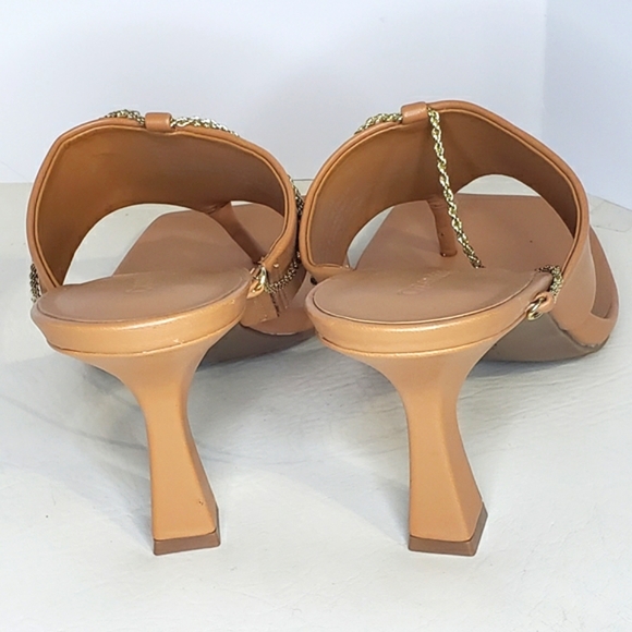 NWOT Quentin Open Edit Heeled Thong Sandals Tan Biscuit Size 9M - Picture 7 of 7
